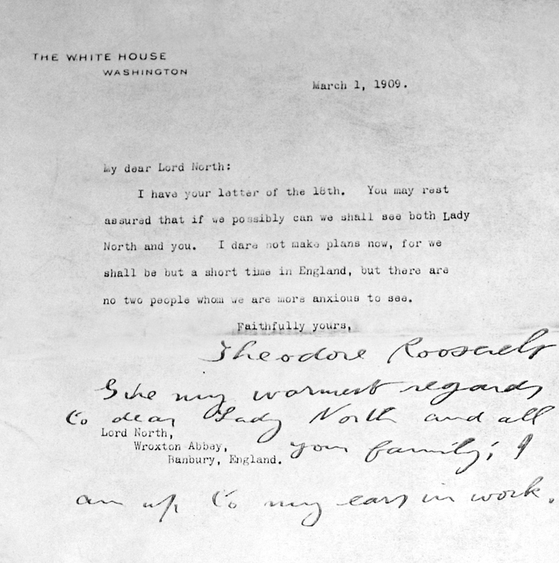 Letter from Theodore Roosevelt 1909